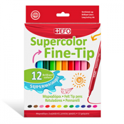 Μαρκαδόροι +Efo Supercolor Fine 12τεμ